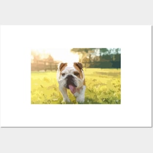 Cute English Bulldog Puppy Digital Painting Posters and Art